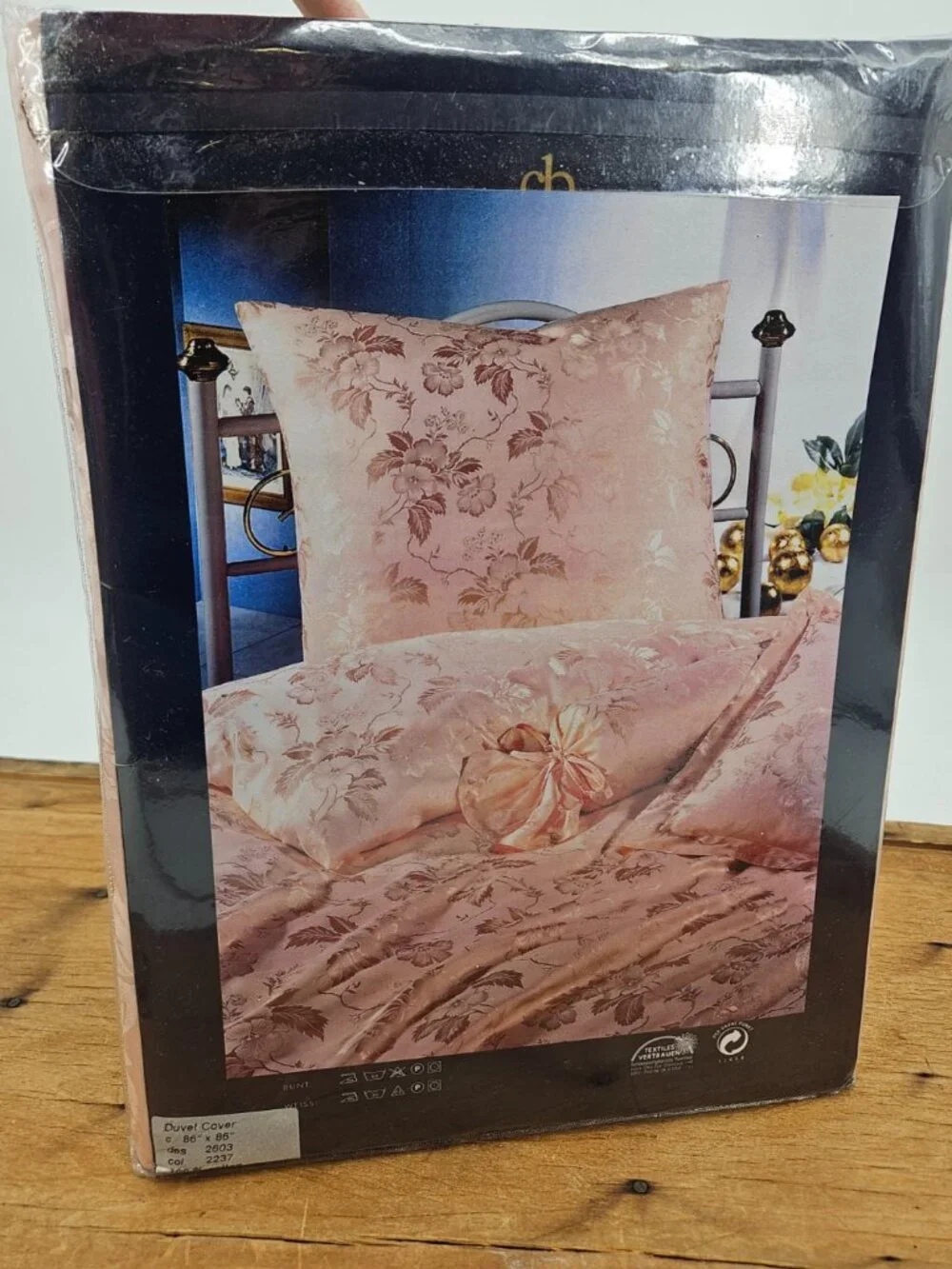 New Curt Bauer Peach Floral Damask Duvet Cover Full/Queen 86x86in Cotton Germany